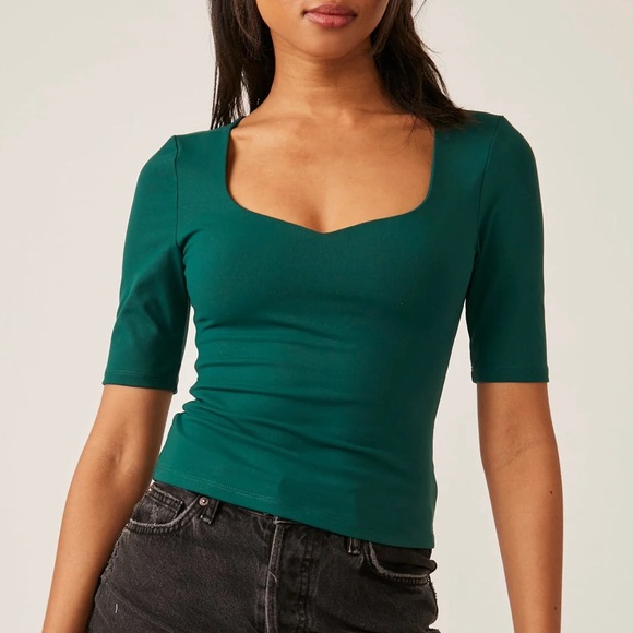 Free People Tops - intimately FP Autumn Sun Sweetheart Neck Knit Top in evergreen size medium